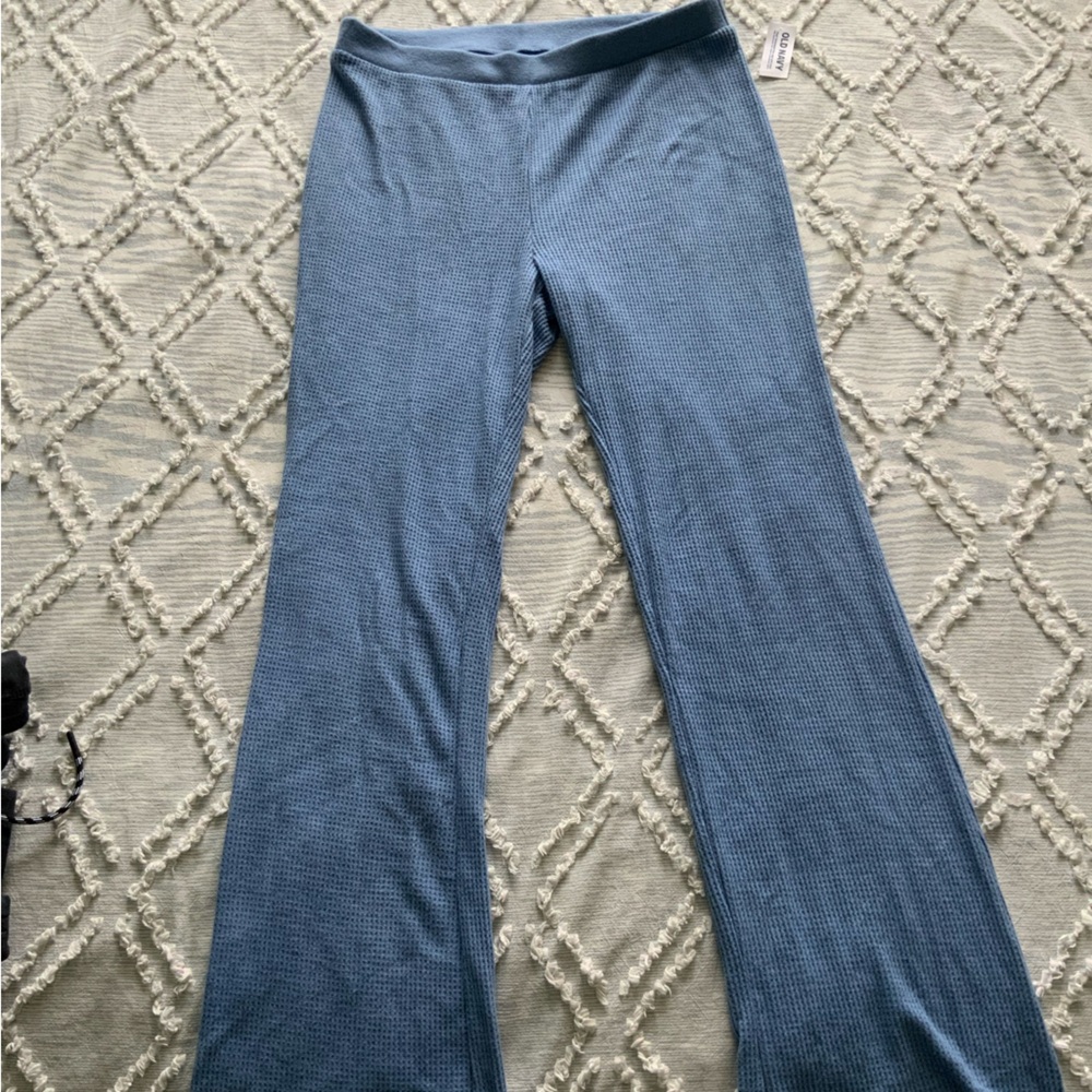 Wide leg waffle knit pants